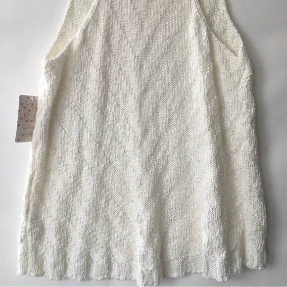 Free People Chevron Tank top Knit Sweater Ivory Size Medium - Picture 8 of 14